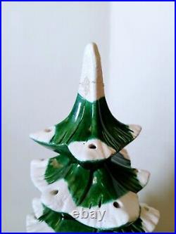 Vintage 1975 Arnels Ceramic Snow Flocked 19 Christmas Tree Repaired Tip As Is