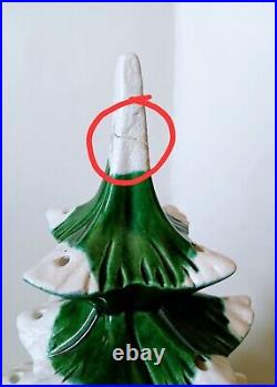 Vintage 1975 Arnels Ceramic Snow Flocked 19 Christmas Tree Repaired Tip As Is