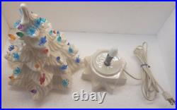 Vintage 1977 Carol Ceramic Lit Christmas Tree White Iridescent 13 read desc