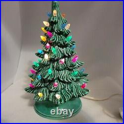 Vintage 1977 Nowell Mold Lighted Ceramic Christmas Tree 10''Tall & 40+ Lights