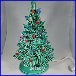 Vintage 1977 Nowell Mold Lighted Ceramic Christmas Tree 10''Tall & 40+ Lights