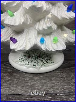 Vintage 1978 Ceramic Nowell Mold Lighted Christmas Tree White 16 Tall