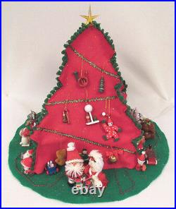 Vintage 1978 Nowell's Mold Ceramic Light Up Christmas Tree Skirt Cover Figures