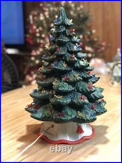 Vintage 1978 Scioto Ceramic Christmas Tree Flocked Birds Everything Works
