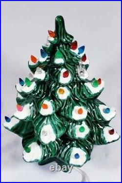 Vintage 1979 ACL Mold Hand Painted Flocked 13 Lighted Ceramic Christmas Tree