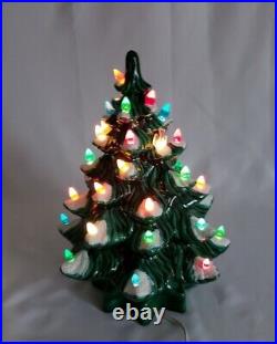 Vintage 1979 ACL Mold Hand Painted Flocked 13 Lighted Ceramic Christmas Tree