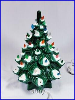 Vintage 1979 ACL Mold Hand Painted Flocked 13 Lighted Ceramic Christmas Tree