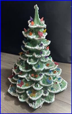 Vintage 1979 Arnel's Ceramic Flocked Snow 15 Christmas Tree Lights Butterflies