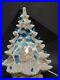 Vintage 1979 Ceramic White Christmas Tree Light & Figurine Inside Byron Mold