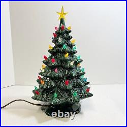 Vintage 1979 Scioto Ceramics Lighted Christmas Tree & Base Star Handmade Works