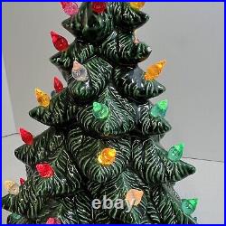 Vintage 1979 Scioto Ceramics Lighted Christmas Tree & Base Star Handmade Works