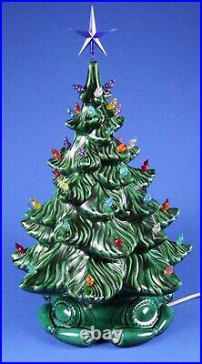 Vintage 1980 Atlantic Mold 17 Ceramic Green Christmas Tree -Ice Cream Cone Bulb