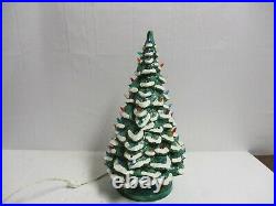 Vintage 1980 Green/White Frosted Ceramic Christmas Lighted Tree Cramer Mold 15'