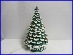 Vintage 1980 Green/White Frosted Ceramic Christmas Lighted Tree Cramer Mold 15'