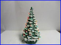 Vintage 1980 Green/White Frosted Ceramic Christmas Lighted Tree Cramer Mold 15'