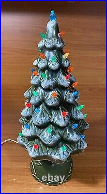 Vintage 1980's Ceramic Christmas tree 18 tall with base flocked Taiwan