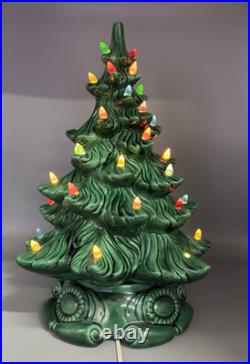 Vintage 1980s Atlantic Mold Ceramic Christmas Tree 16 Inch Lighted