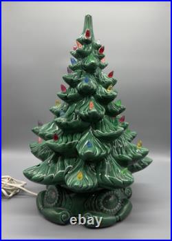 Vintage 1980s Atlantic Mold Ceramic Christmas Tree 16 Inch Lighted