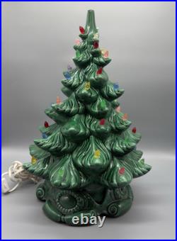 Vintage 1980s Atlantic Mold Ceramic Christmas Tree 16 Inch Lighted