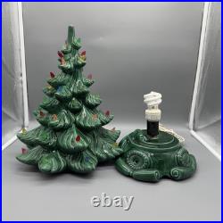 Vintage 1980s Atlantic Mold Ceramic Christmas Tree 16 Inch Lighted