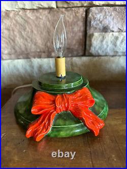 Vintage 1980s Ceramic Nowell Mold Lighted 17 Flocked Christmas Tree withBow Base