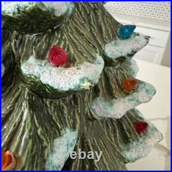 Vintage 1980s Nowell's Mold 15 Ceramic Flocked Christmas Tree with Lighted Base