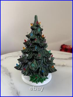 Vintage 1982 16 Green Ceramic Christmas Tree With Lights