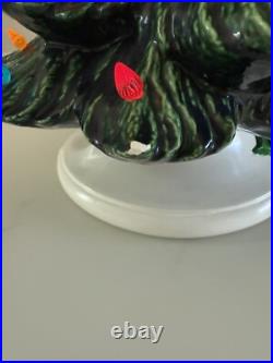 Vintage 1982 16 Green Ceramic Christmas Tree With Lights