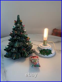 Vintage 1982 16 Green Ceramic Christmas Tree With Lights