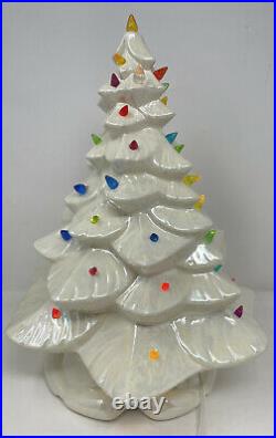 Vintage 1983 15.5 Ceramic Christmas Tree Display Multi-Colored Lights