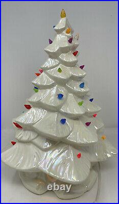 Vintage 1983 15.5 Ceramic Christmas Tree Display Multi-Colored Lights