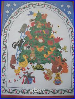 Vintage 1985 Dimensions Crewel Christmas Spirit Holiday Tree of Life Kit 14X18