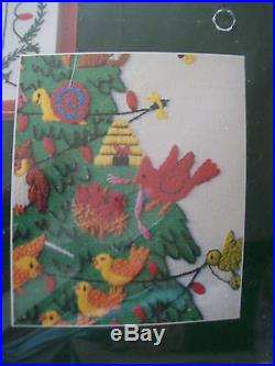 Vintage 1985 Dimensions Crewel Christmas Spirit Holiday Tree of Life Kit 14X18