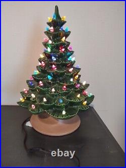 Vintage 1988 Ceramic Lighted Christmas Tree With Base And Bulb 18 Inches