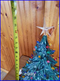 Vintage 1988 Green Ceramic Christmas Tree 17 inch Tall Lights