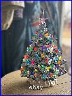Vintage 1990 Nowell's Lighted Ceramic Christmas Tree. 10Inches Tall. Beautiful