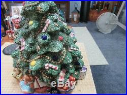 Vintage 1995 Fitz And Floyd Large Christmas Tree And Santa Cookie Jar Rare