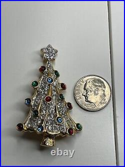 Vintage 1996 Swarovski Swan Signed Christmas Tree Crystal Brooch Pin