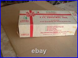Vintage 2 FT. ALUMINUM SILVER EVERGLEAM POM POM CHRISTMAS TREE with Box
