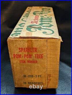 Vintage 2 Foot Sparkler Pom Silver Aluminum Xmas Tree Original Box Complete