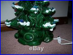 Vintage 2 Part Large Ceramic Christmas Tree Lights Up 15 Snow Birds