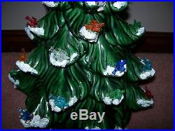 Vintage 2 Part Large Ceramic Christmas Tree Lights Up 15 Snow Birds
