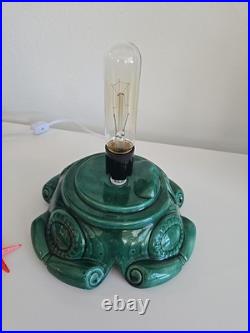 Vintage 20.5 X14 Flocked Atlantic Mold Ceramic Christmas Tree Scroll Base Star