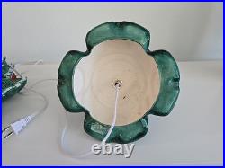 Vintage 20.5 X14 Flocked Atlantic Mold Ceramic Christmas Tree Scroll Base Star