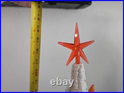 Vintage 20.5 X14 Flocked Atlantic Mold Ceramic Christmas Tree Scroll Base Star