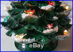 Vintage 20 Arnels Green Ceramic Lighted Christmas Tree With Base & Extra Bulbs