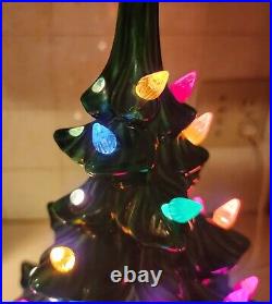 Vintage 20 Atlantic Mold Ceramic Light Up Christmas Tree Extra Lights Pine Tree