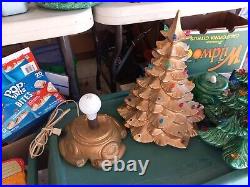 Vintage 20 Ceramic Christmas Tree Gold Missing Lights Few Chips As Is Musical
