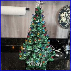 Vintage 20 Inch Tall Lighted Ceramic Christmas Tree 11 Wide