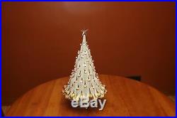 Vintage 20 Lighted Lava Ceramic Christmas Tree White/Gold Globe Pin Lights 1979